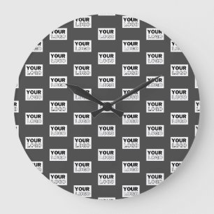 Ihr Bilddesign oder Firmenlogo gekachelt Grau Große Wanduhr