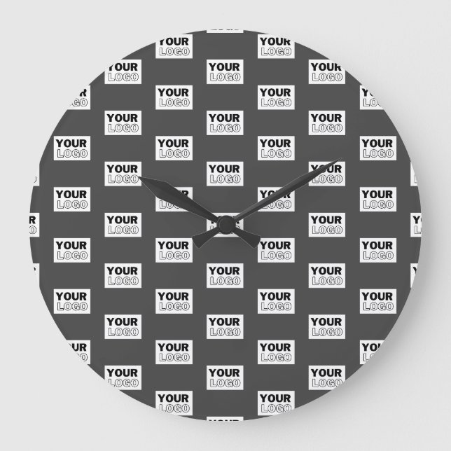 Ihr Bilddesign oder Firmenlogo gekachelt | Grau Große Wanduhr (Vorderseite)