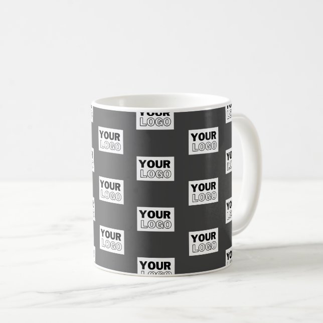 Ihr Bilddesign oder Firmenlogo gekachelt | Grau Kaffeetasse (VorderseiteRechts)
