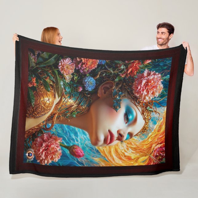 Ihr Blumenzauber AI Concept Art von Xzendor7 Fleecedecke (Beispiel)