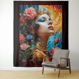 Ihr Blumenzauber AI Concept Art von Xzendor7 Wandteppich