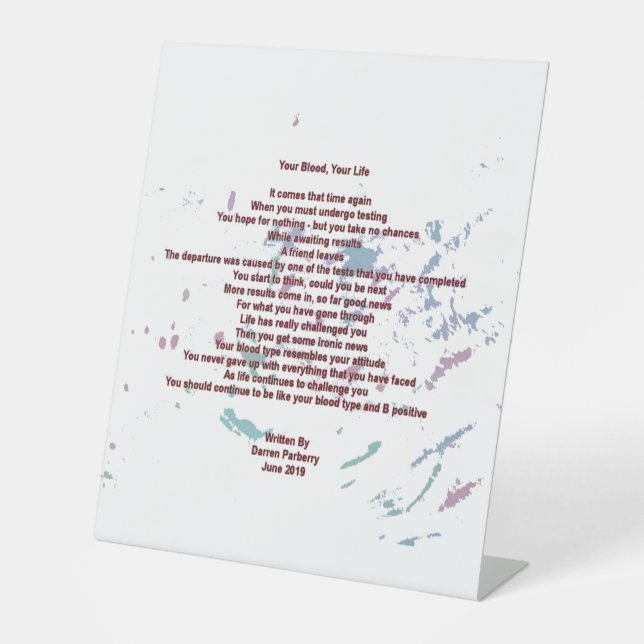 Ihr Blut, Ihr Leben 25cm x 30cm Pedestal-Zeichen Sockelschild (Vorderseite)