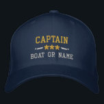 Ihr Boot Name Captain Nautical Stars Gold Silver Bestickte Baseballkappe<br><div class="desc">Ein personalisierter bestickter Hut mit Ihrem Captain-Rang oder einem anderen Titel,  Ihrem Namen oder Schiffsnamen und Sternen. Verschiedene Kappe- und Gewindelfarben zur Auswahl. Macht ein großartiges Geschenk für Väter Tag,  Mütter Tag oder jede Gelegenheit.</div>