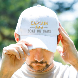 Ihr Boot Name Captain Nautical Stars Gold Silver Bestickte Baseballkappe
