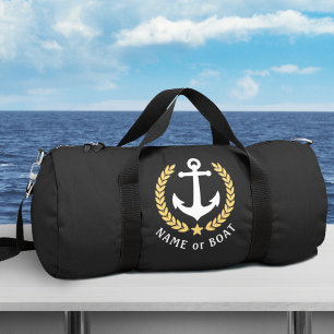 Ihr Boot oder Name Anchor Gold Laurel Star Black Duffle Bag