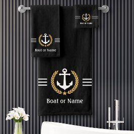 Ihr Boot oder Name Anchor Gold Laurel Streifen sch Badhandtuch Set