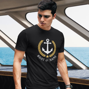 Ihr Boot oder Name Anchor Gold Style Laurel Black T-Shirt