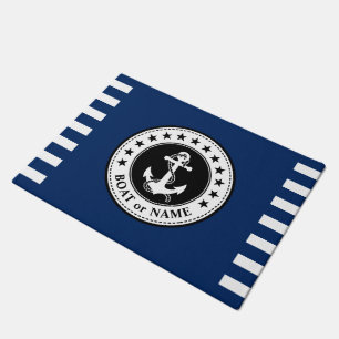 Ihr Boot oder Name Anchor Sterne Blauer weißer St Fußmatte