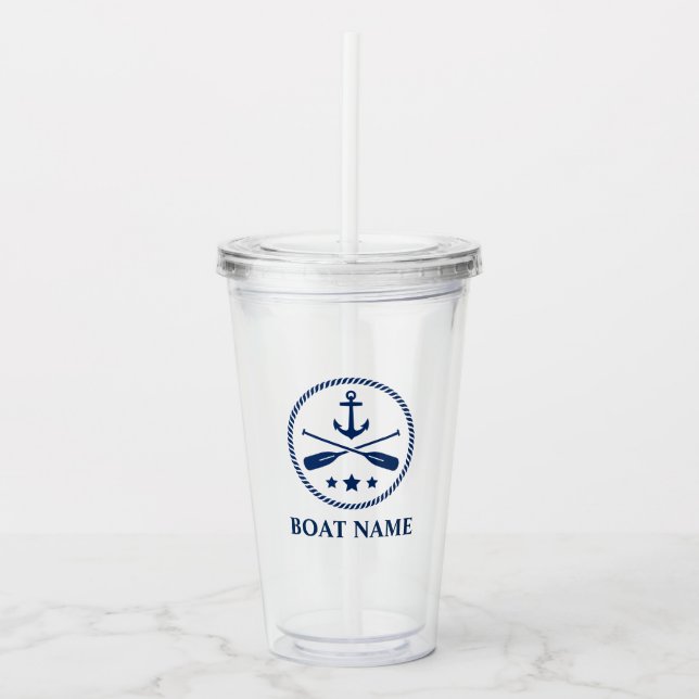 Ihr Boot oder Name Anker & Oars - Paddelseife Acryltrinkbecher (Vorderseite)