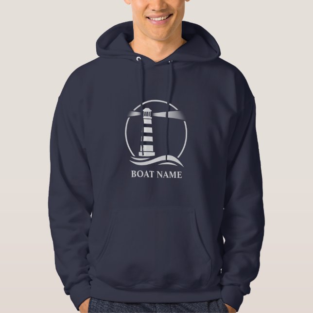 Ihr Boot oder Name mit dem Leuchtturm Nautic Hoodie (Vorderseite)