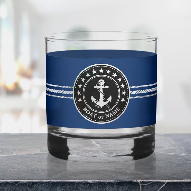 Ihr Boot oder Name Nautical Anchor Rope Stars Whiskyglas (Von Creator hochgeladen)