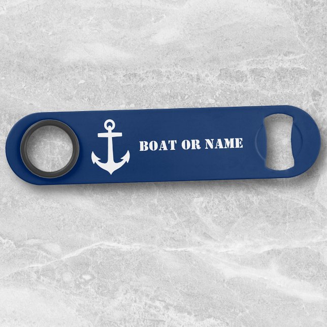 Ihr Boot oder Name Nautical Anchor White Navy Blau Speed Flaschenöffner (Von Creator hochgeladen)