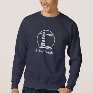 Ihr Boot oder Name & nautischer Leuchtturm Navy Sweatshirt
