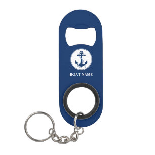 Ihr Bootname Anchor & Rope Navy Blau Mini Flaschenöffner