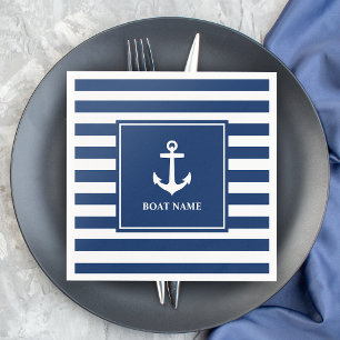 Ihr Bootname Anker Blaue Streifen Serviette