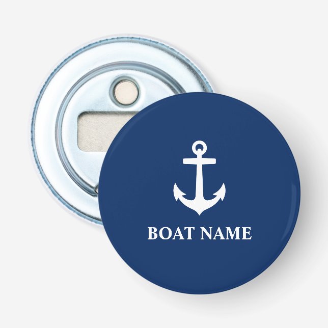 Ihr Bootname Ankerblau Flaschenöffner (Vorderseite)