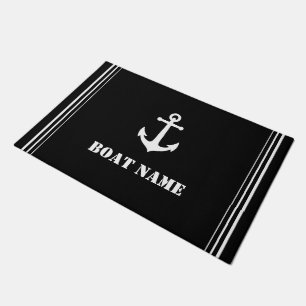 Ihr Bootname Ball Anker Modern Black Fußmatte