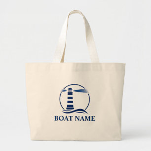 Ihr Bootname Blue Classic Lighthouse Lebensmittelg Jumbo Stoffbeutel