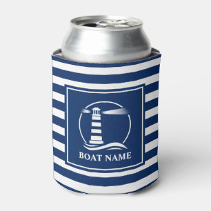 Ihr Bootname Classic Lighthouse Marine Striping Dosenkühler