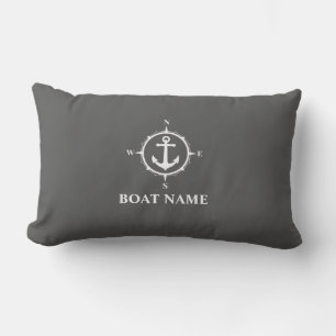 Ihr Bootname Compass Anker Grau Kissen Für Draußen