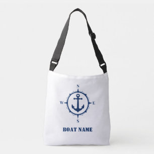 Ihr Bootname Cross Body Tasche Kompass Anker