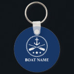 Ihr Bootname mit Anker & Oars Schlüsselanhänger<br><div class="desc">Nautical Your Boat Name Anchor & Oars Blue Schlüsselanhänger.</div>