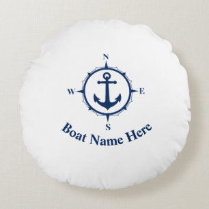 Ihr Bootname mit Compass Anker Rundes Kissen