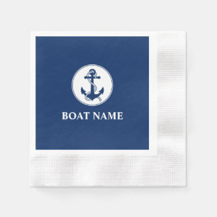 Ihr Bootname Roope & Anchor Blue Cocktail Serviette