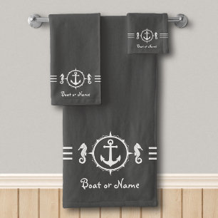 Ihr Bootname Seepferd Anchor Badehandtuch Set sh0c