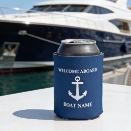 Ihr Bootname Willkommen an Bord Ankerblau Dosenkühler