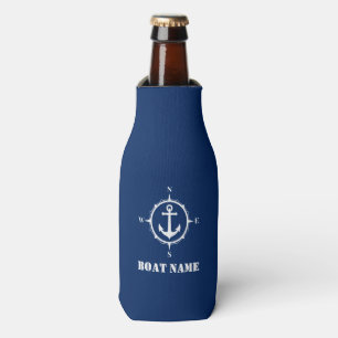 Ihr Boots-Namen-Kompass-Anker-Marine-Blau Flaschenkühler