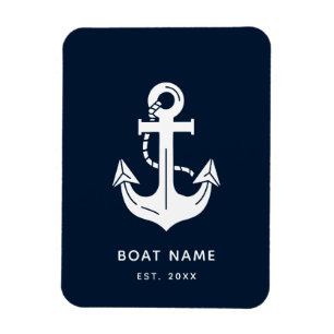 Ihr Bootsname Anchor Blue Magnet