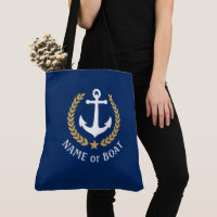 Ihr Bootsname Anchor Gold Laurel Große Marine Blau