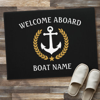Ihr Bootsname Anchor Laurel Willkommen an Bord Bla Fußmatte