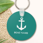 Ihr Bootsname Anchor Nautical Style Schlüsselanhänger<br><div class="desc">Ihr Bootsname oder ein anderer Wunschtext mit einem klassischen Anker an einer Schlüsselkette im nautischen Stil.</div>