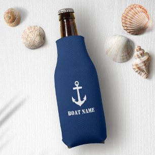 Ihr Bootsname Anchor Navy Blue Flaschenkühler