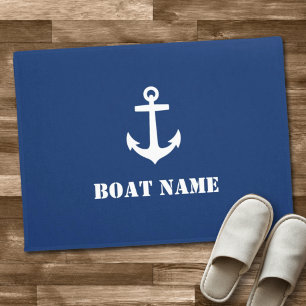Ihr Bootsname Anchor Navy Blue Fußmatte