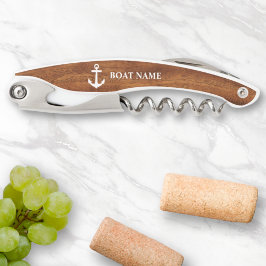 Ihr Bootsname Anchor Wood Style Kellnermesser