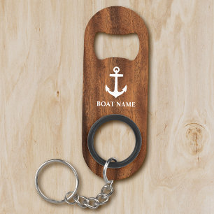 Ihr Bootsname Anker auf Holz Mini Flaschenöffner