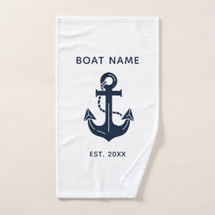 Ihr Bootsname Anker Blau  Handtuch
