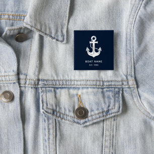 Ihr Bootsname Anker Blau Personalisiert Button