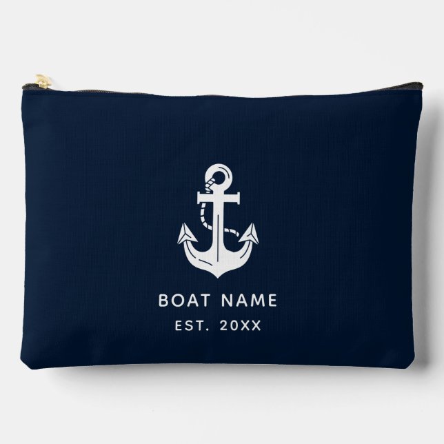 Ihr Bootsname Anker Blau Zubehörtasche (Vorderseite)