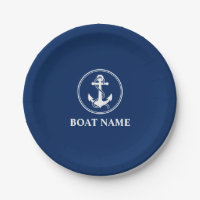 Ihr Bootsname Anker mit Seil Navy Blue 7"