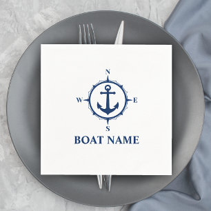 Ihr Bootsname Blue Compass Anker Serviette