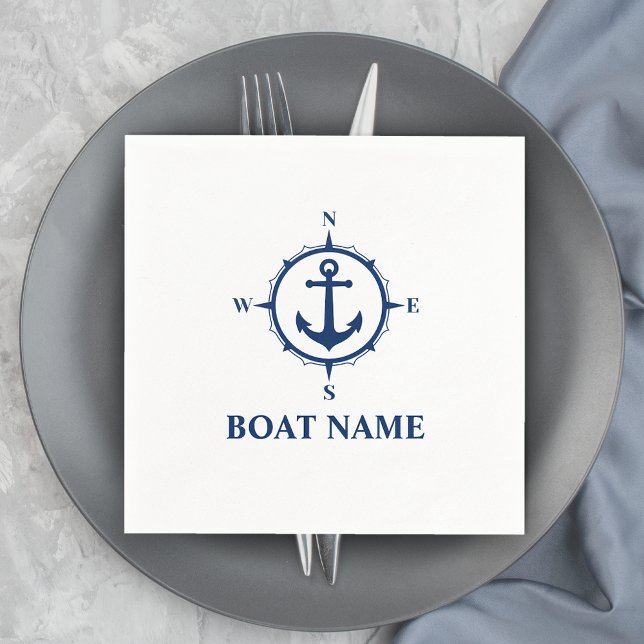 Ihr Bootsname Blue Compass Anker Serviette (Von Creator hochgeladen)