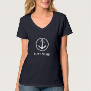 Ihr Bootsname Blue Sea Anchor Frauen T-Shirt