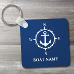 Ihr Bootsname Compass Anchor Blau Schlüsselanhänger<br><div class="desc">Nautic Your Boat Name Compass Anchor Blue Schlüsselanhänger</div>