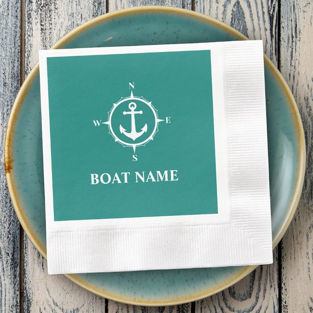 Ihr Bootsname Compass Anchor Cocktail Serviette (Von Creator hochgeladen)