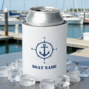 Ihr Bootsname Name Nautical Anchor Compass Navy we Dosenkühler