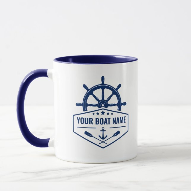 Ihr Bootsname Name Nautical Anchor Oars Helm 2 Ton Tasse (Links)